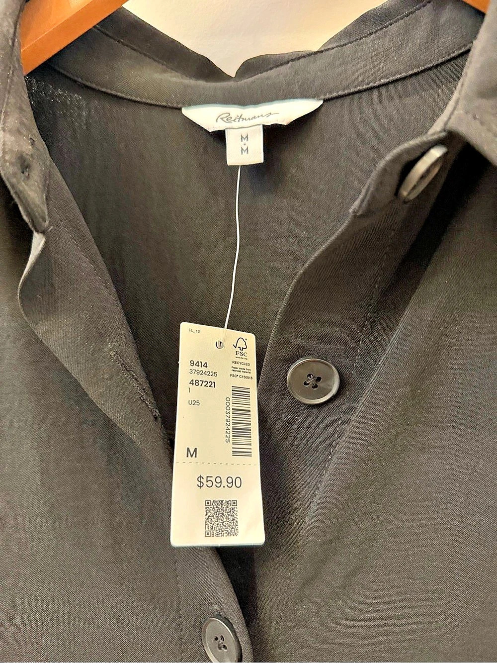Reitmans Black Button Down Dress Size Medium NWT - Picture 4 of 5